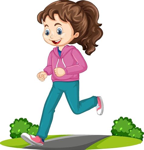 chica haciendo ejercicio corriendo personaje de dibujos animados aislado  vector en vecteezy