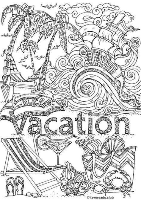 vacation printable adult coloring page  favoreads etsy