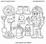 Fire Lineart Equipment Illustration Woman Royalty Clipart Visekart Vector Clip sketch template