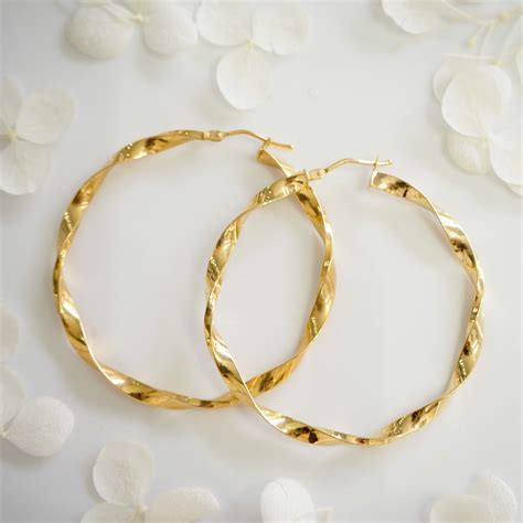 18ct Yellow Gold Twist Hoop Earrings Earrings Cerrone Jewellers
