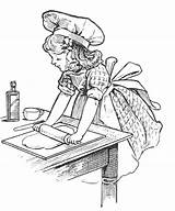 Vintage Baking Baker Girl Coloring Cooking Cake Digital Tuesday Pages Two Little Girls Cakes Stamps Kitchen Embroidery Adult Digitaltuesday Recipes sketch template