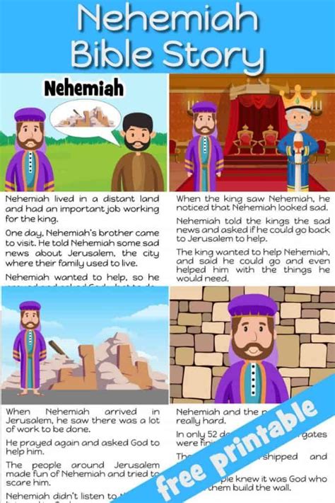printable nehemiah bible story  children   read