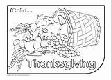 Thanksgiving Colouring Basket Pages Ichild sketch template