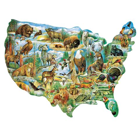 american wildlife  large piece shaped jigsaw puzzle bits  pieces
