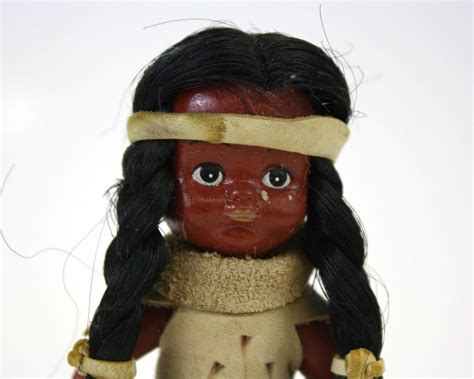 Vintage Native American Girl Plastic Doll With Leather Dress Etsy