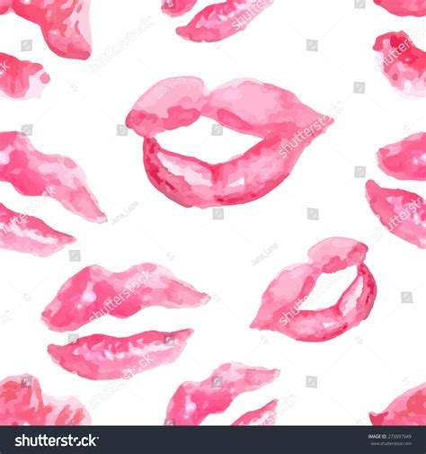 seamless pattern lipstick kiss prints on stock vector 273097949