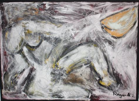 Huge Abstract Erotic Painting By Roger Gressl 1986 From