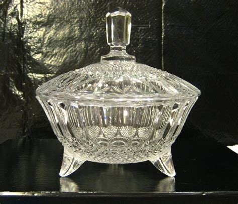 lead crystal candy dish  lid elegant heavy vintage ebay collectible dishes candy