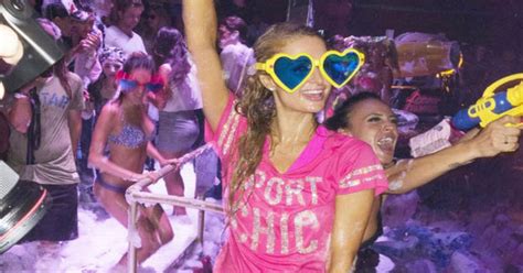 Paris Hilton Hosts A Wet N Wild Foam Party In Ibiza