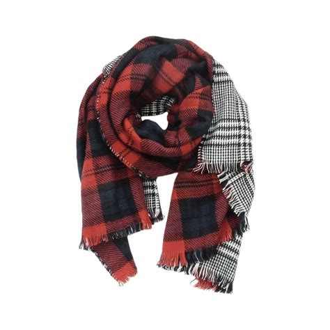 double sided plaid scarf tartan scarf oversized flannel blanket scarf