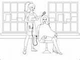 Hairdresser Coloring Pages sketch template