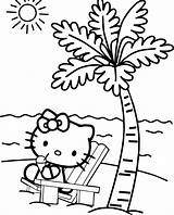 Coloring Kitty Hello Beach Playing Wecoloringpage Pages sketch template
