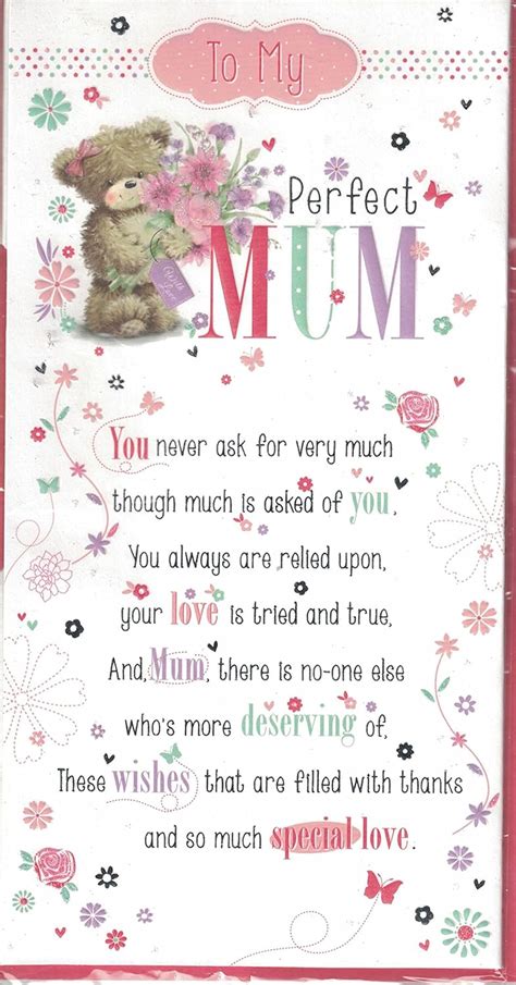 mum birthday card   perfect mum sentimental verse quality slim card amazoncouk