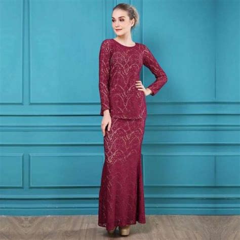 40 trend terbaru baju kurung moden lace maroon jm