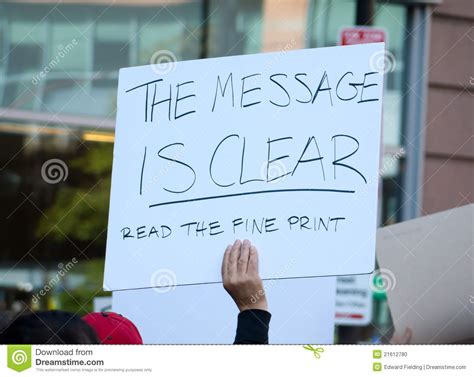 message  clear read  fine print editorial image image  march signage