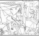 Guernica Farfalle Quadro Cubismo Porzione Dolore Coloriamo sketch template
