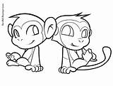 Coloring Monkey Pages Cute Baby Printables Monkeys Popular Coloringhome sketch template