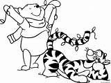 Christmas Coloring Tigger Pages Lights Pooh Printable sketch template
