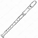 Flute Sketch Drawing Vector Recorder Illustration Stock Instrument Drawings Piccolo sketch template