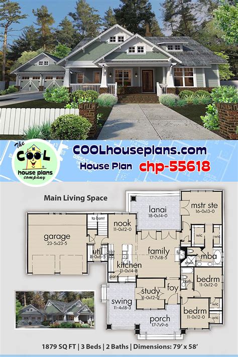 craftsman bungalow home plan chp   cool house plans arts  crafts style design hou