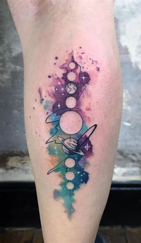 solar system watercolor tattoo tattoogoto