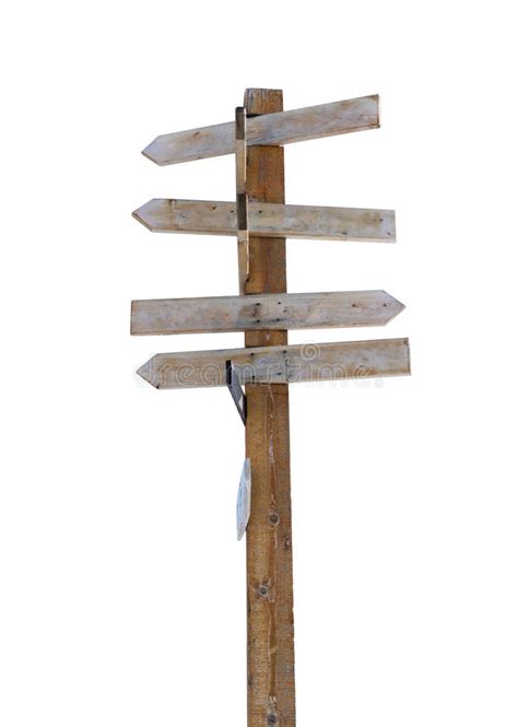 wooden arrow sign post road signpost isolated stock