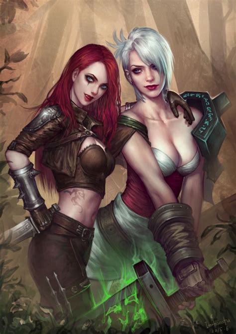 League Of Legends Sexy Girls Kat And Riven Meninas De