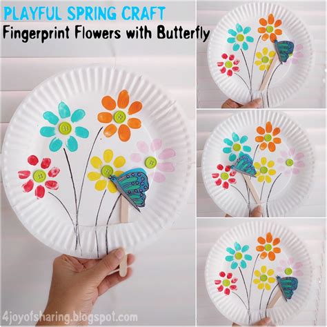 fingerprint flowers  flying butterfly playful spring craft