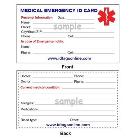 wallet printable emergency card template