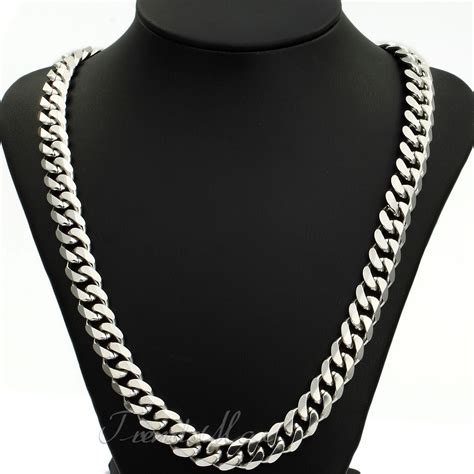 mm mens chain stainless steel silver tone curb link necklace   ebay