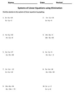 systems  linear equations worksheet worksheet information