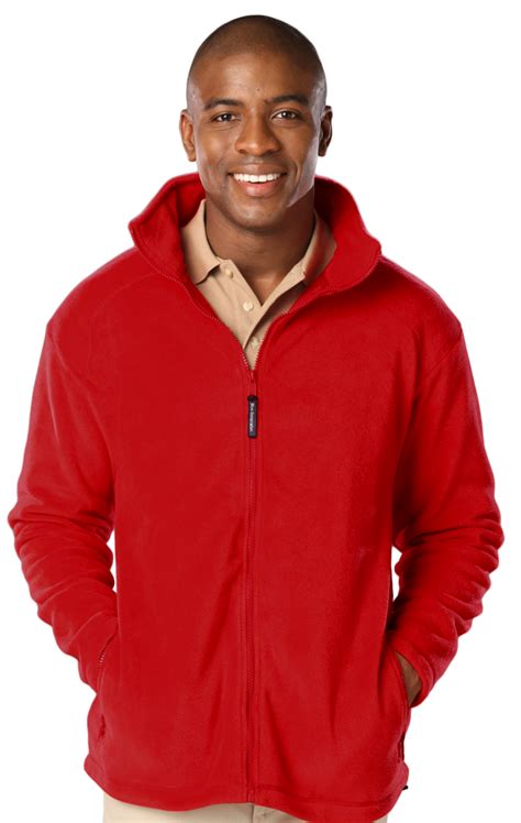 red  solidbgmens micro fleece full zip jacket