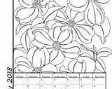 Calendar Coloring Printable Instant Floral Flower Adult Garden Diy Designs sketch template