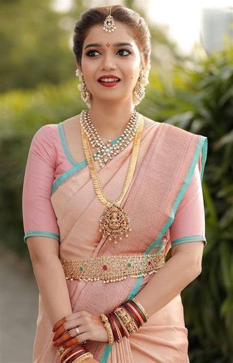 Actress Colors Swati Wearing Pastel Color Pink Saree For Her Wedding