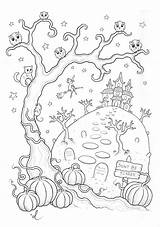 Halloween Coloring Haunted Pages Kids Mansion Colouring Color Adult Coloriage Dessin Peur Children Qui Fait House Printable Simple Monstre Adults sketch template