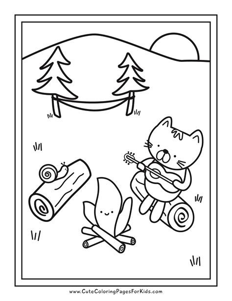 camping coloring pages cute coloring pages  kids