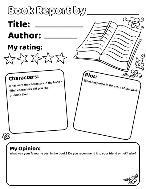 printable kindergarten book report form