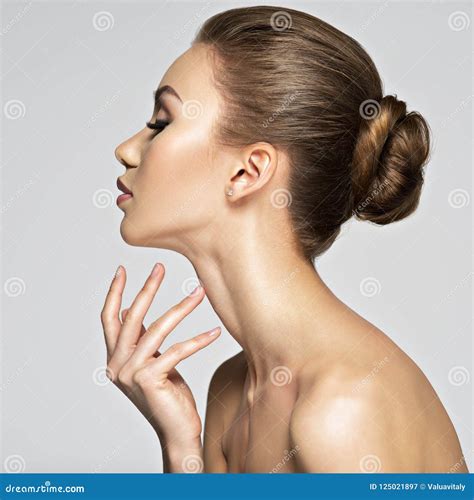 beautiful woman cares   skin neck stock image image  neck