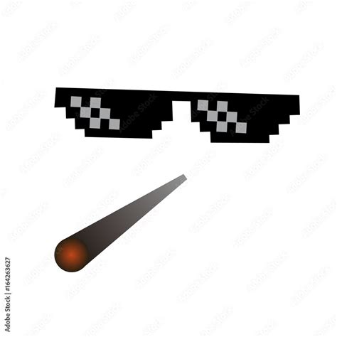 Glasses Pixel Vector Icon Pixel Art Glasses Of Thug Life Meme And Smoke