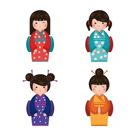 Premium Vector Japanese Girl Doll Icon Vector Illustration Design
