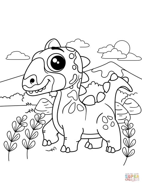 cute dinosaur coloring page  printable coloring pages