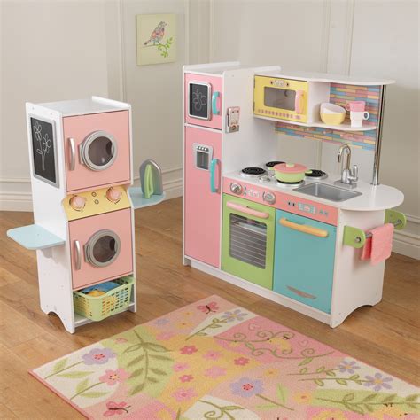 kidkraft uptown pastel play kitchen  laundry playset play kitchens