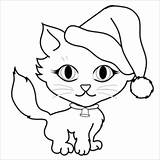 Cat Kitten Coloring Christmas Hat Santa Cute Wearing Pages Clipart Clip Drawing Bell Little Baby Color Claus Collar Cats Face sketch template