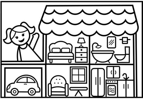 barbie doll house coloring book printable