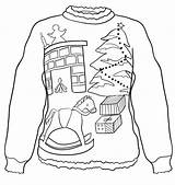 Sweater Jumper Printable Foute Kerst Tegninger Kersttrui Eve Malvorlage Kerstboom Kado Farvelægning Scribblefun sketch template