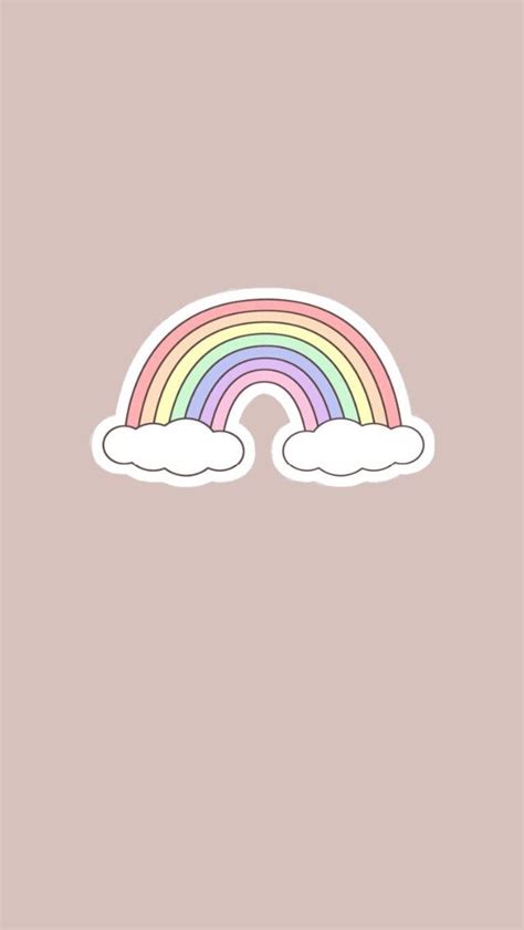 rainbow sticker sitting  top   pink wall    white cloud