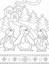 Christmas Coloring Penguins Pages Printable Categories sketch template
