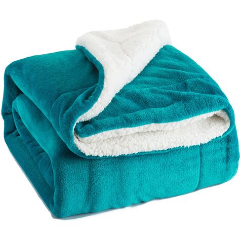 bedsure sherpa throw blanket turquoise travelsingle size   cm fleece bed throws warm