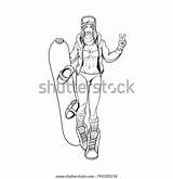 Snowboarder sketch template