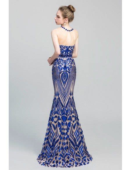 sexy royal blue shiny sequin fitted mermaid prom dress for 2019 27003c